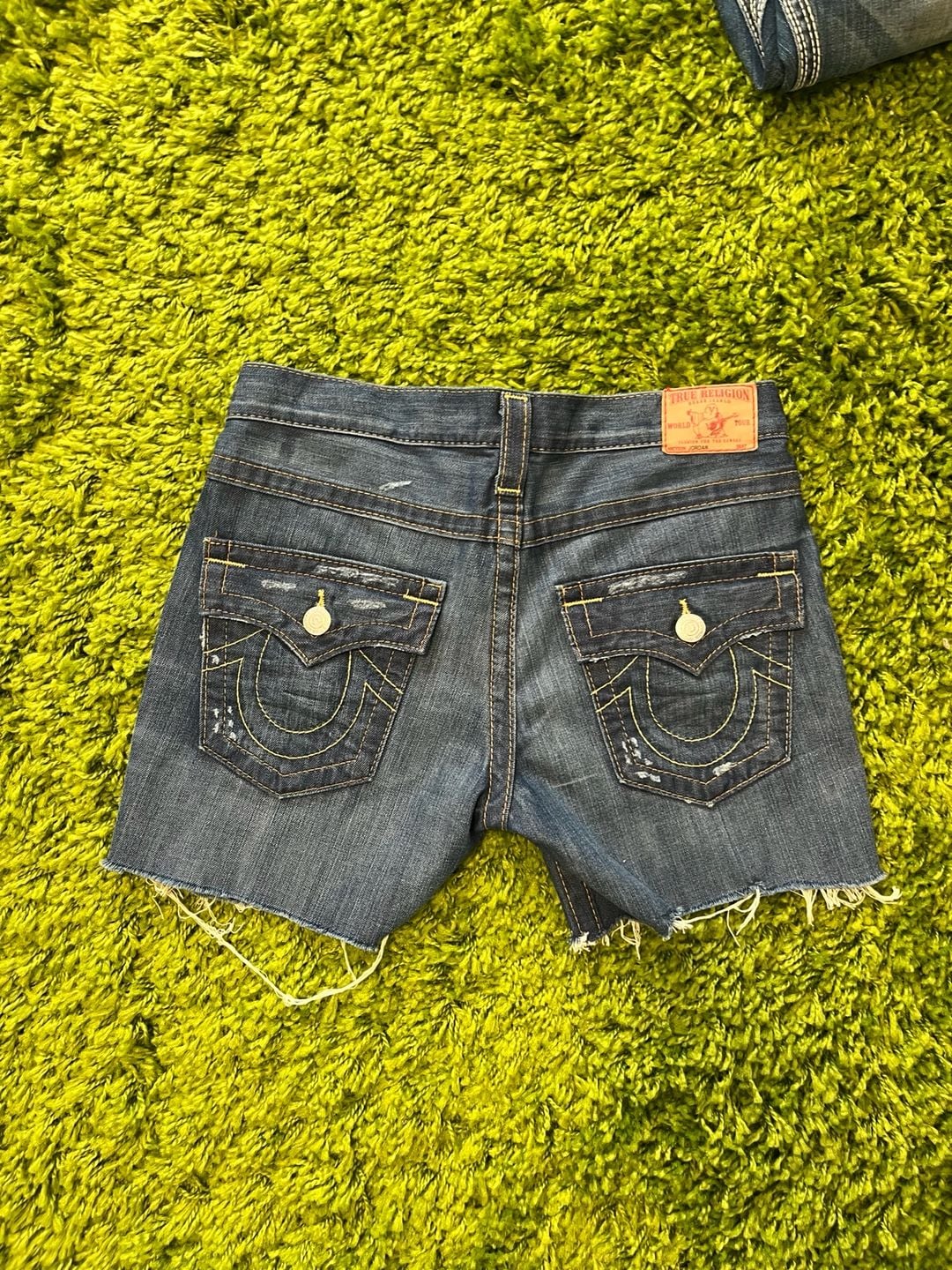 True Religion Joey Cut-Off Denim Shorts Size 25
